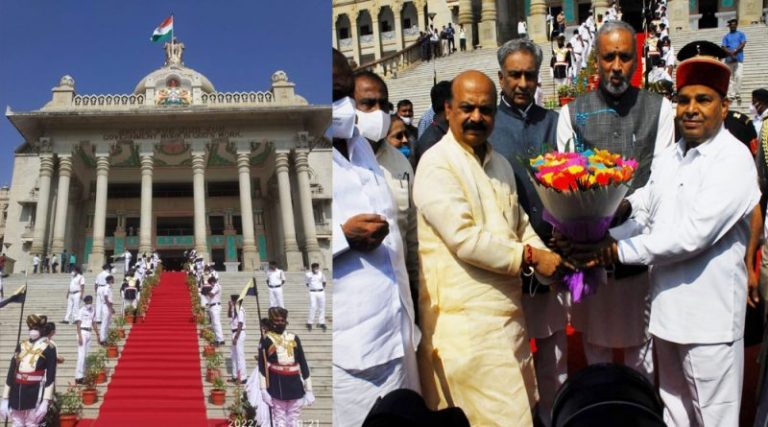 ಗ್ರಾಂಡ್ ಸ್ಟೆಪ್ಸ್ ಮೂಲಕ ವಿಧಾನಸೌಧ ಪ್ರವೇಶಿಸಿದ ರಾಜ್ಯಪಾಲರು vidhana soudha