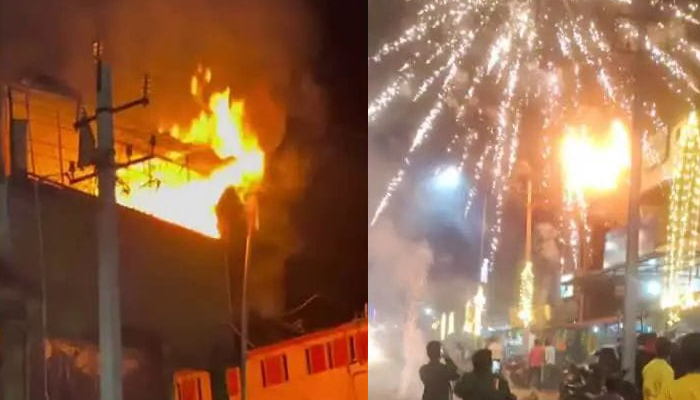 ಪಟಾಕಿ ಕಿಡಿ ಸಿಡಿದು ಸುಟ್ಟು ಹೋದ ಕುಶನ್ ಅಂಗಡಿ fire