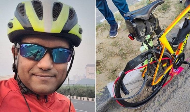 ಗಣ್ಯರ ಬಿಎಂಡ್ಲ್ಯೂ ಕಾರು ಡಿಕ್ಕಿ ಹೊಡೆದು ಸೈಕ್ಲಿಸ್ಟ್ ಸಾವು dehli