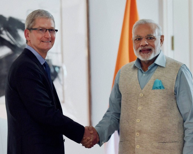 ಪ್ರಧಾನಿ ಮೋದಿಯನ್ನು ಭೇಟಿ ಮಾಡಿದ ಆ್ಯಪಲ್ ಸಿ ಇ ಒ modhi ayaple ceo