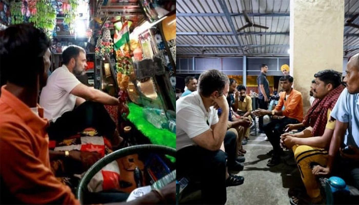 ರಾತ್ರಿ ಟ್ರಕ್ ಪ್ರಯಾಣ ಚಾಲಕರ ಸಮಸ್ಯೆಗಳನ್ನು ಆಲಿಸಿದ ರಾಹುಲ್ ಗಾಂಧಿ: ವಿಡಿಯೋ ವೈರಲ್ rahul gandhi