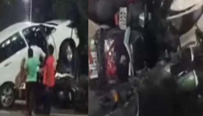 ಕಾರು ಚಲಾಯಿಸಿದ ಪಾನಮತ್ತ ಯುವತಿ: 8 ಕಾರುಗಳು ಜಖಂ! car