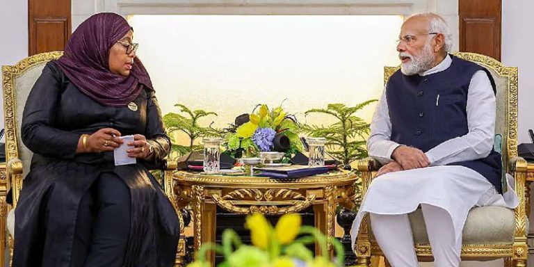 ಪ್ರಧಾನಿ ಮೋದಿ ಅವರಿಂದ ತಾಂಜಾನಿಯಾ ಅಧ್ಯಕ್ಷ ಸಾಮಿಯಾ ಸುಲುಹು ಹಸನ್ ಅವರ ಭೇಟಿ modhi & samia suluhu hasan