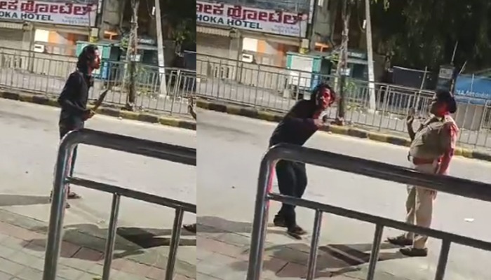 ಮಹಿಳಾ ಪೊಲೀಸ್ ಮುಂದೆಯೇ ಡ್ರ್ಯಾಗರ್ ಹಿಡಿದು ಪುಡಿರೌಡಿಯ ಹುಚ್ಚಾಟ thumakuru