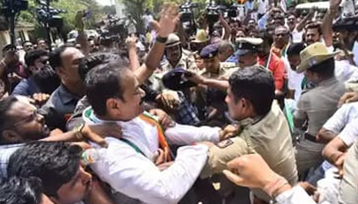 ಪ್ರಜ್ವಲ್ ಪೆನ್ ಡ್ರೈವ್ ವಿಚಾರ: ಕಾಂಗ್ರೆಸ್—ಜೆಡಿಎಸ್ ಕಾರ್ಯಕರ್ತರ ನಡುವೆ ಜಟಾಪಟಿ congress jds