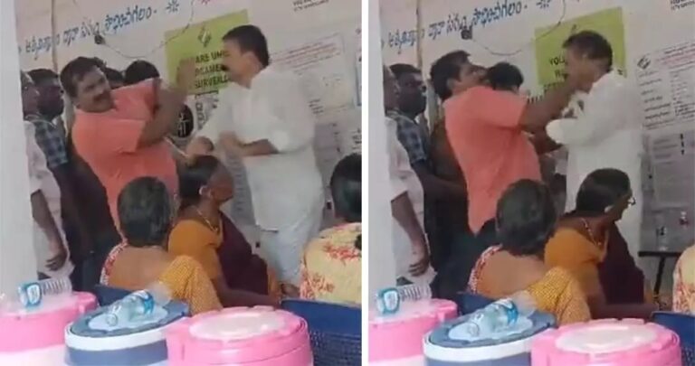 ಮತದಾನದ ವೇಳೆ ರಂಪಾಟ: ಶಾಸಕನ ಏಟಿಗೆ ಮತದಾರ ತಿರುಗೇಟು! vijayaawada