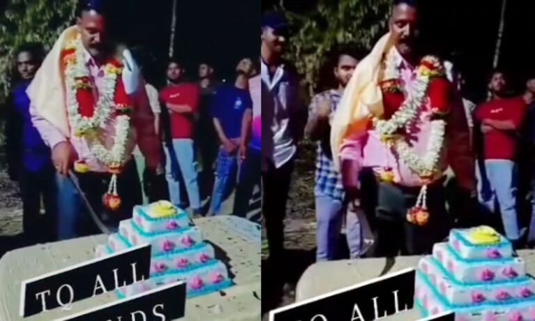 ತಲ್ವಾರ್ ನಲ್ಲಿ ಕೇಕ್ ಕಟ್ ಮಾಡಿದ ಕಾಂಗ್ರೆಸ್ ಮುಖಂಡ bagalakote