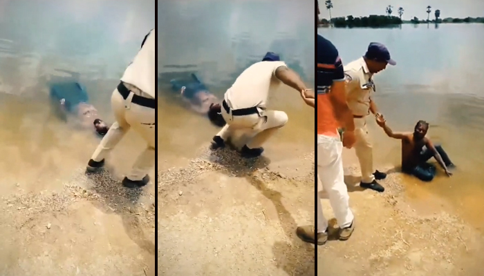 ಕೆರೆಯಲ್ಲಿ ಅಪರಿಚಿತ ವ್ಯಕ್ತಿ ಮೃತದೇಹ!: ಪೊಲೀಸರು ಮೃತದೇಹ ಮೇಲೆತ್ತಲು ಕೈ ಹಿಡಿದಾಗ ಎದ್ದು ನಿಂತ ವ್ಯಕ್ತಿ! thelangana