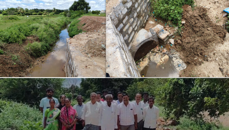 ಕೊರಟಗೆರೆ: ರಿಯಲ್ ಎಸ್ಟೇಟ್ ದಂಧೆಕೋರರಿಂದ ರಾಜಕಾಲುವೆ ಒತ್ತುವರಿ | ರಸ್ತೆ, ಜಮೀನುಗಳಿಗೆ ನುಗ್ಗಿದ ನೀರು koratagere
