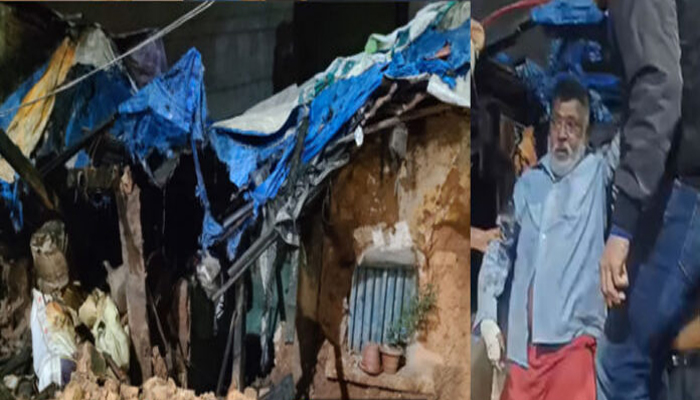ಜಿಟಿ ಜಿಟಿ ಮಳೆಗೆ ಕುಸಿದು ಬಿದ್ದ ಮನೆ: ಇಬ್ಬರು ವಯೋವೃದ್ಧರು ಸ್ವಲ್ಪದರಲ್ಲೇ ಪಾರು bangalore