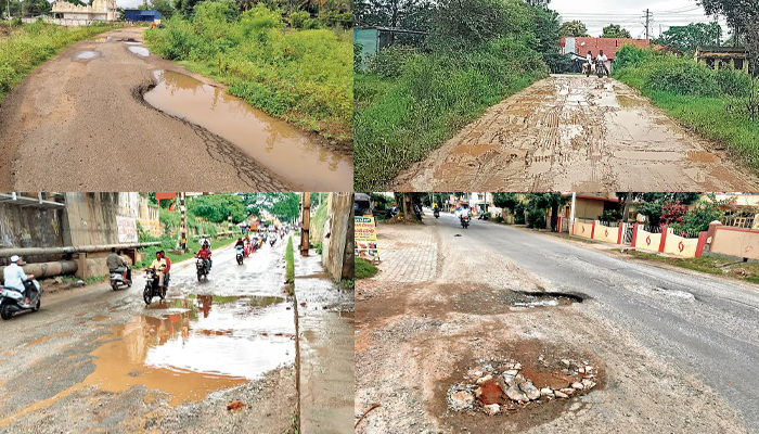 ತಿಪಟೂರು ನಗರಕ್ಕೆ ಸ್ವಾಗತಿಸುತ್ತಿರುವ ಗುಂಡಿಗಳ ಸಾಲು: ಎಲ್ಲೆಲ್ಲೂ ಗುಂಡಿಗಳು, ಕೆಸರುಮಯ ರಸ್ತೆ tipaturu