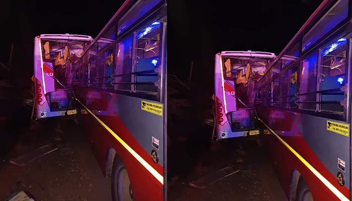 ಶಿರಾ ಬಳಿ ಭೀಕರ ರಸ್ತೆ ಅಪಘಾತ: ಕೆಎಸ್ ಆರ್ ಟಿಸಿ ಮತ್ತು ಖಾಸಗಿ ಬಸ್ ನಡುವೆ ಡಿಕ್ಕಿ, ಇಬ್ಬರು ಸಾವು bus accident