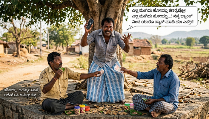 ಸೋಮನ ಬ್ಯಾಂಕ್ ಖಾತೆ ಹ್ಯಾಕ್ ಆಗೋಯ್ತ್..| ಹಾಸ್ಯ ಡ್ರಾಮ: ಅರಳಿ ಕಟ್ಟೆ ಮಿತ್ರರು. (ಪ್ರಸಂಗ 4)