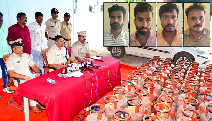 ಗ್ಯಾಸ್ ಸಿಲಿಂಡರ್ ಕಳ್ಳತನ ಜಾಲ ಭೇದಿಸಿ ಬೀದರ್ ಪೊಲೀಸರು: ₹9.75 ಲಕ್ಷ ಮೌಲ್ಯದ 55 ಗ್ಯಾಸ್ ಸಿಲಿಂಡರ್ ವಶ | ನಾಲ್ವರು ಆರೋಪಿಗಳ ಬಂಧನ bidar