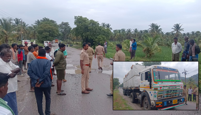ರಸ್ತೆ ಗುಂಡಿ ತಪ್ಪಿಸಲು ಹೋಗಿ ಲಾರಿ ಡಿಕ್ಕಿ: ನವವಿವಾಹಿತೆ ದಾರುಣ ಸಾವು, ಸಾರ್ವಜನಿಕರ ತೀವ್ರ ಆಕ್ರೋಶ korategere