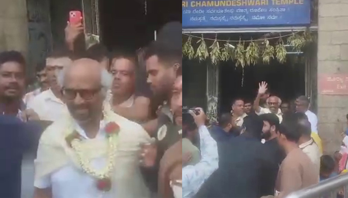 ಚಾಮುಂಡಿ ಬೆಟ್ಟಕ್ಕೆ ಸೂಪರ್ ಸ್ಟಾರ್ ರಜನಿಕಾಂತ್ ಭೇಟಿ: ತಾಯಿ ಚಾಮುಂಡೇಶ್ವರಿ ದರ್ಶನ ಪಡೆದ ತಲೈವಾ! rajanikant