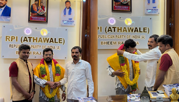 ಬೀದರ್: ರಾಷ್ಟ್ರೀಯ ಭೀಮ್ ರಾಜ್ ಸೇನಾ ಅಧ್ಯಕ್ಷ ರಾಜೇಶ್ ಕಾಂಬ್ಳೆಗೆ ಸನ್ಮಾನ rajesh kamble